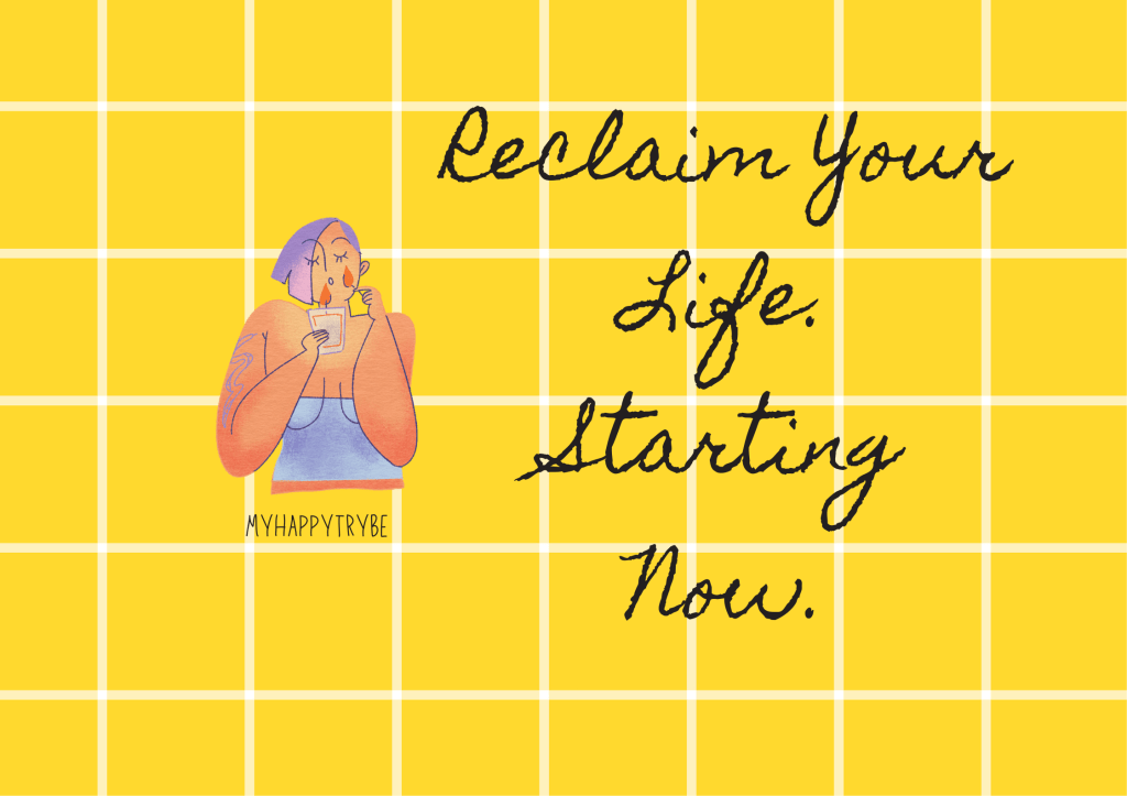 Illustration of woman with “Rebuilding Life After 35” text representing reclaiming happiness and midlife reinvention